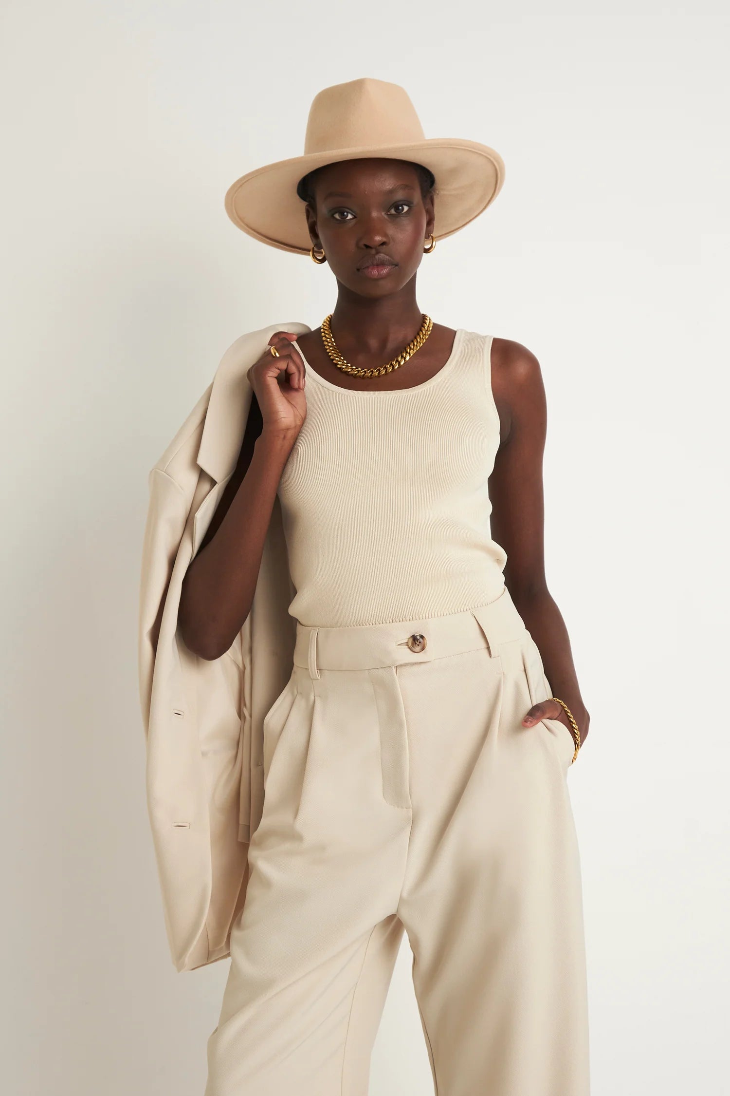 Dusk Wide Leg Pant - Creme