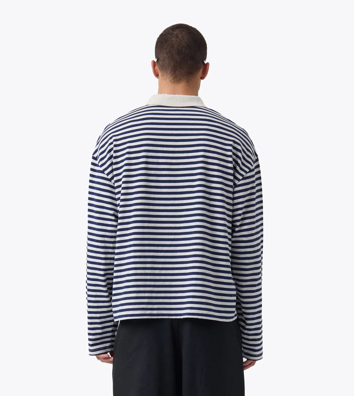 Box Crop Rugby Shirt - Navy Stripe