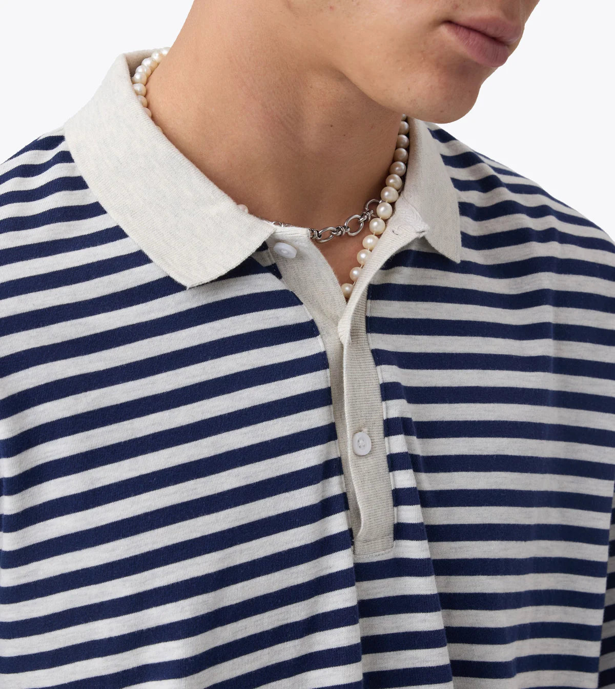 Box Crop Rugby Shirt - Navy Stripe