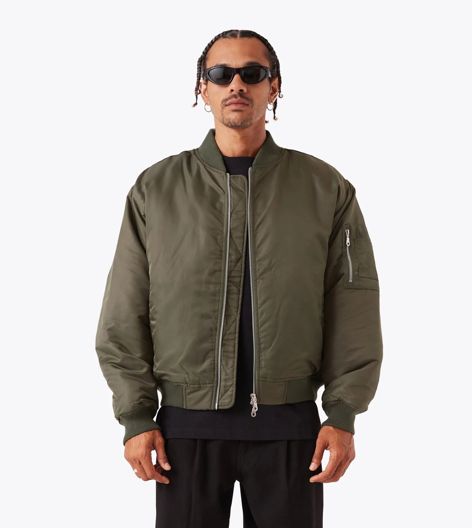 Sateen Bomber - Olive