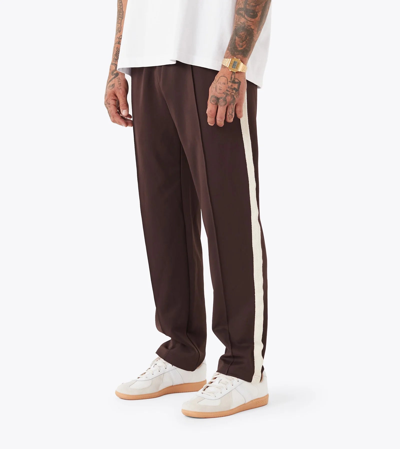 Stitched Football Trackpant - Chocolate