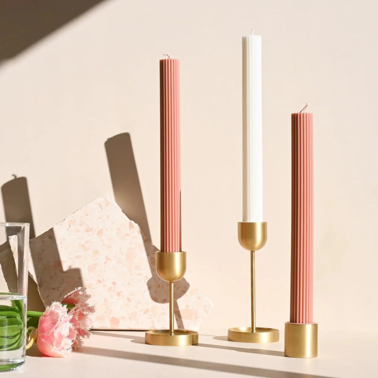 Column Pillar Candle Duo Peach