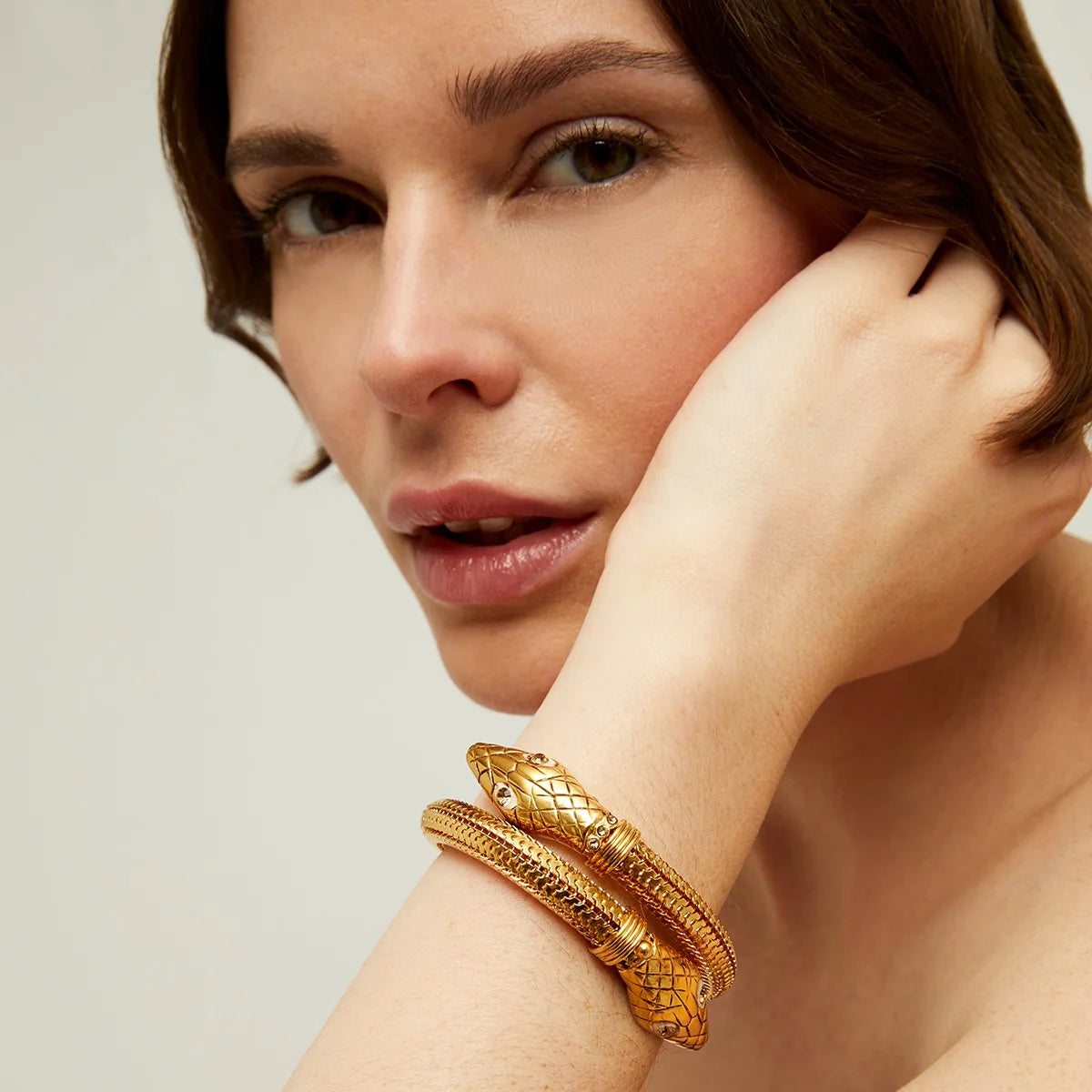 Cobra Bracelet - Gold Rhinestone