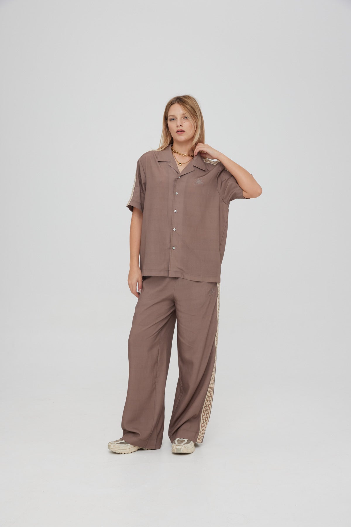 Geo Resort Shirt - Dark Taupe