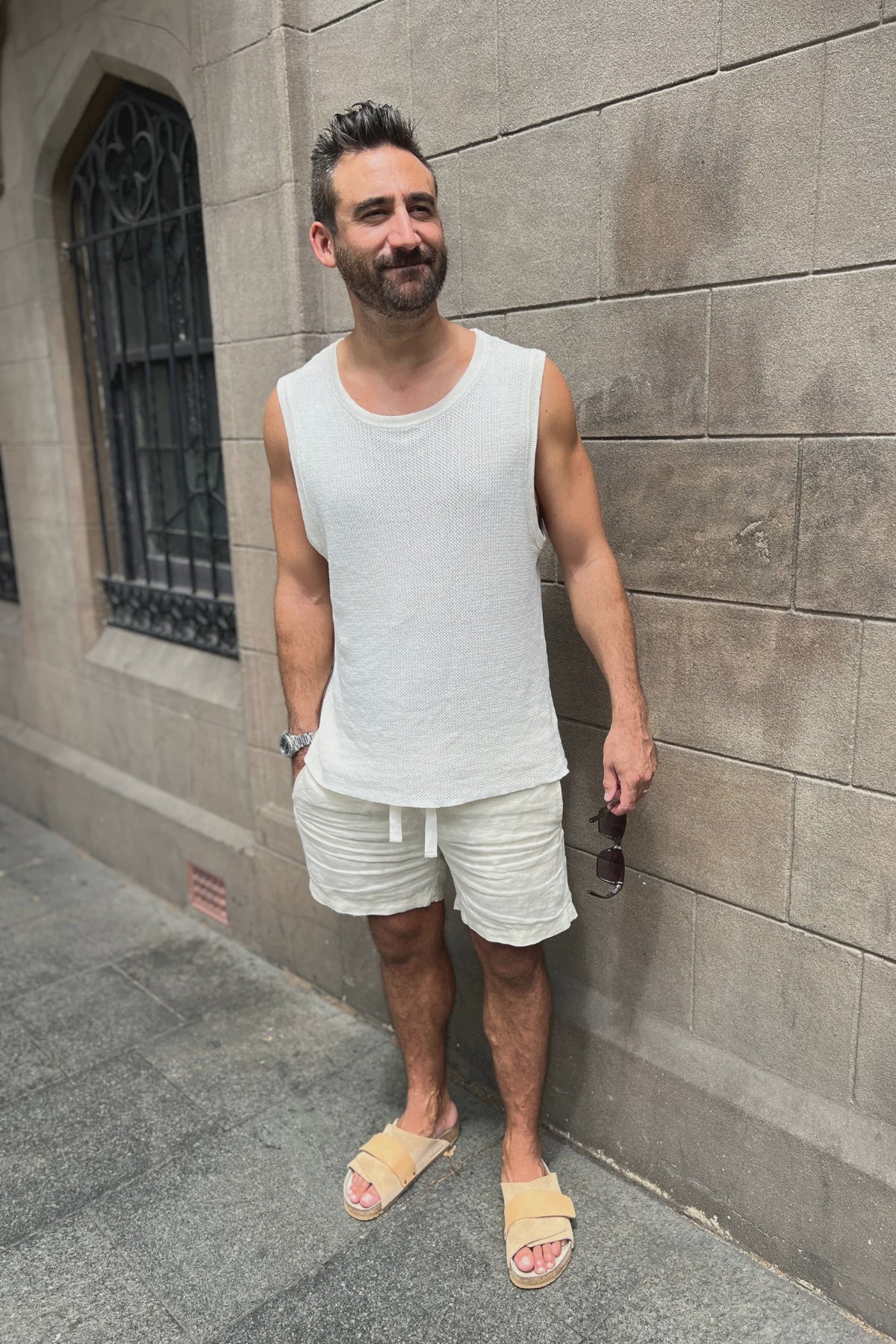 Plane Knit Vest - White