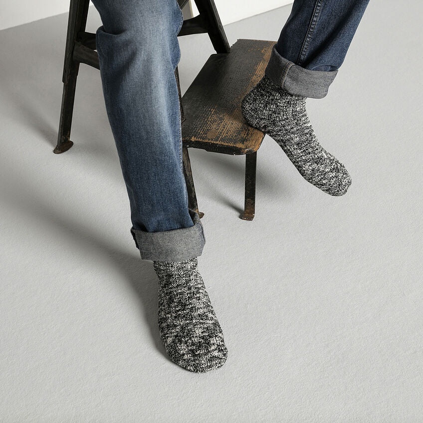 Cotton Slub Socks - Black Grey