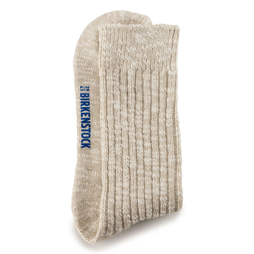 Cotton Slub Socks - Beige White