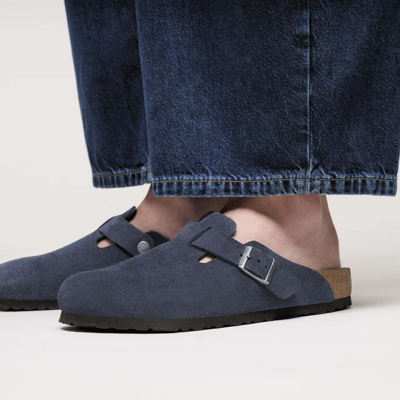Boston SFB Navy Tonal Footbed - Suede Leather