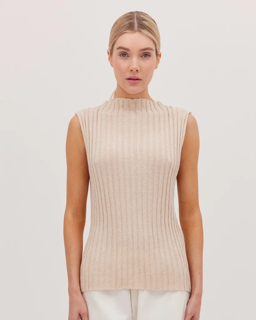 The Ribbed Funnel Neck - Jute