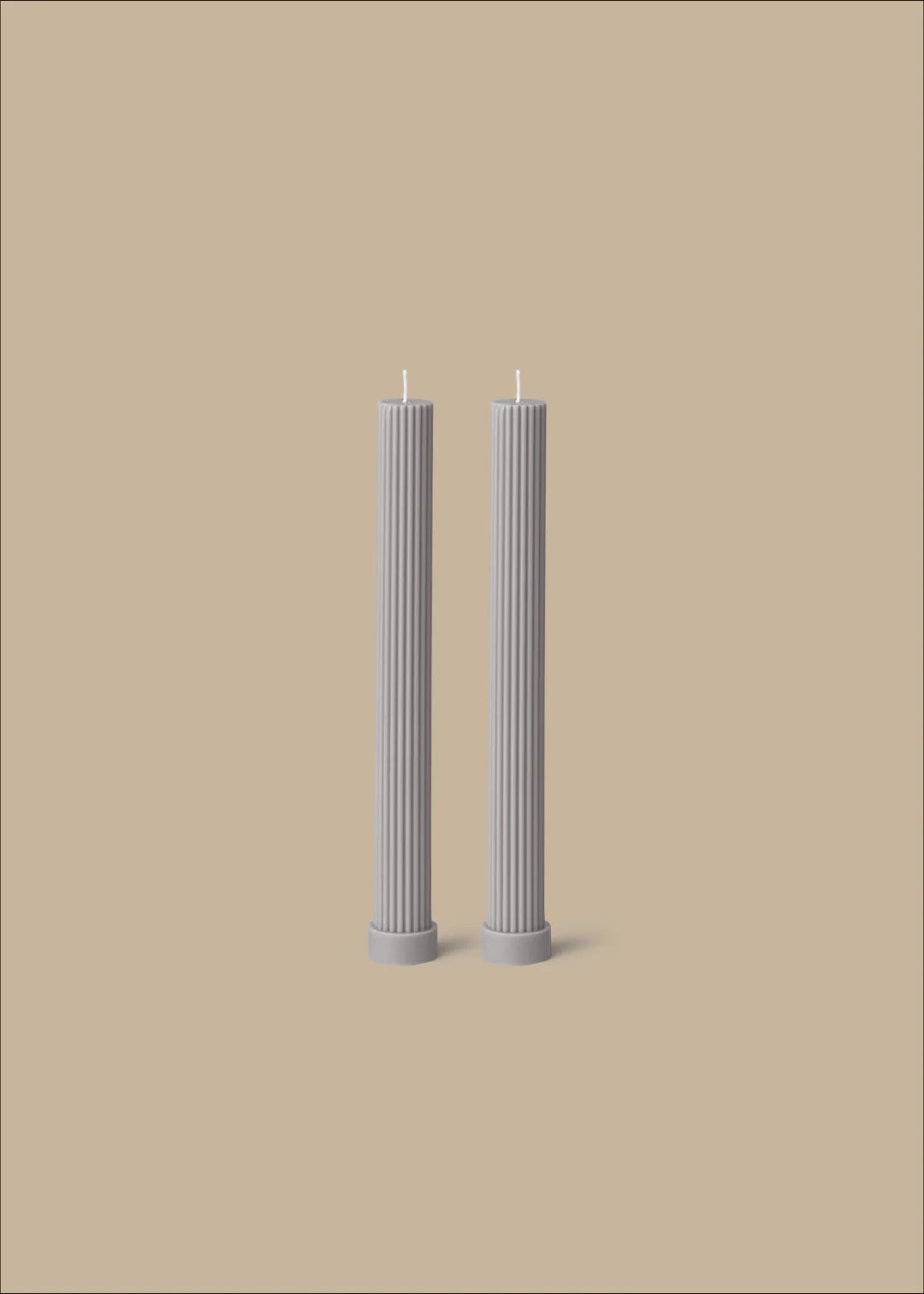 Column Pillar Candle Duo Grey