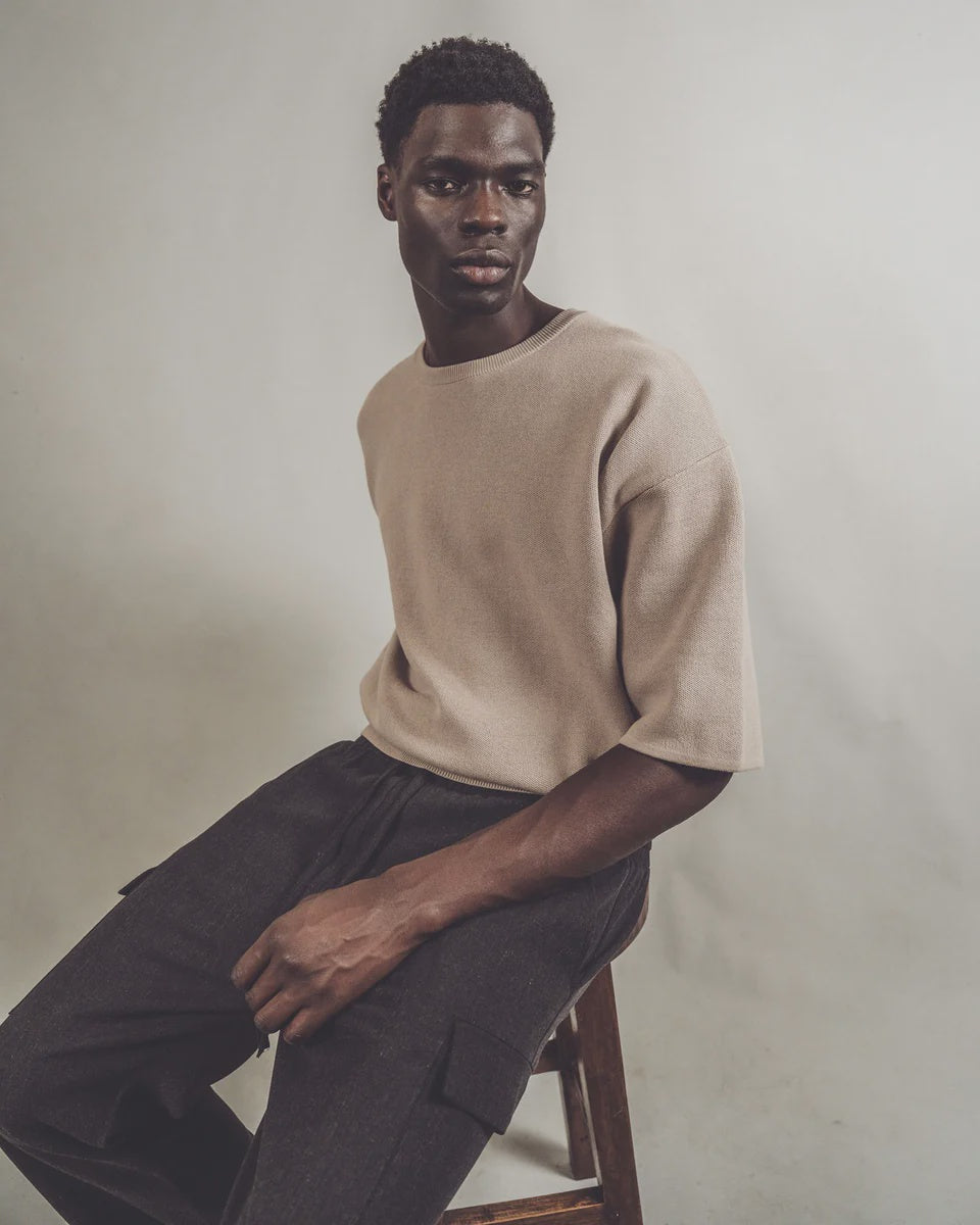 Cotton Knit Tee - Sand