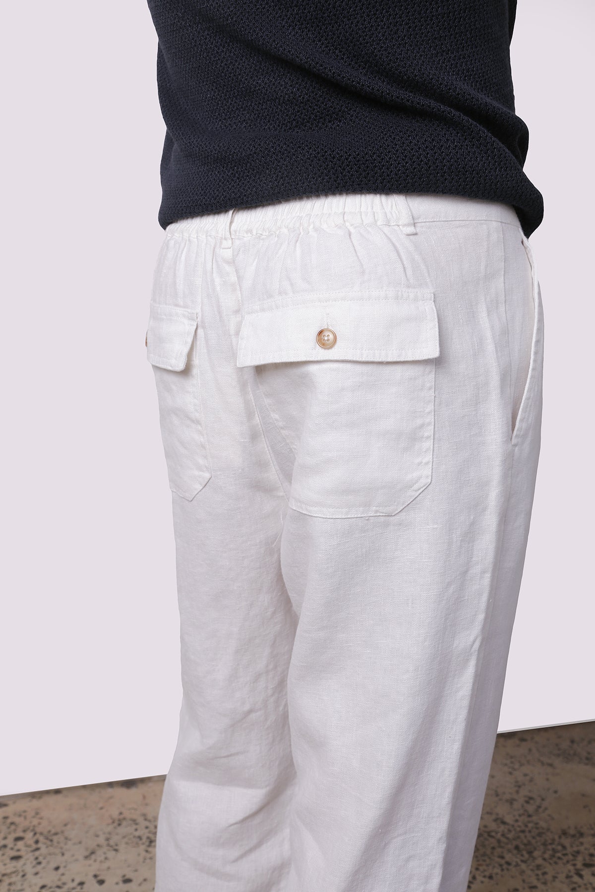 Linen Slack Pant - White