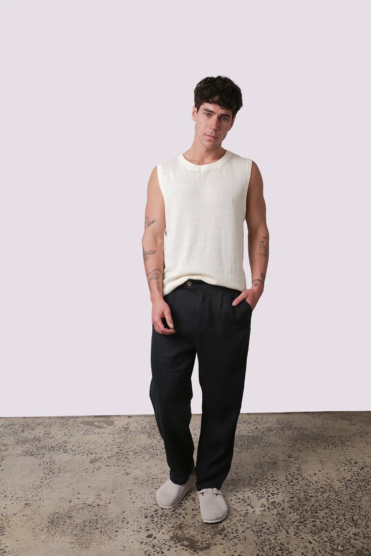 Linen Slack Pant - Midnight