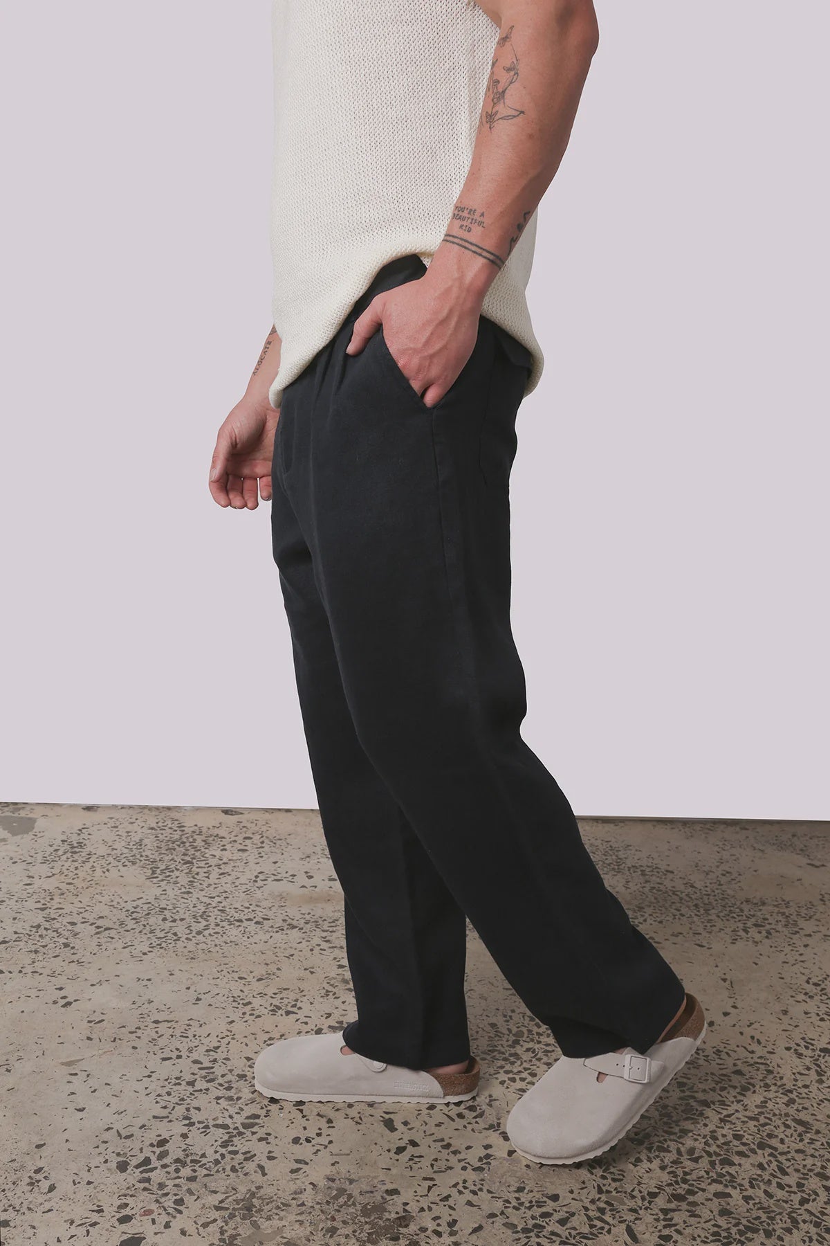 Linen Slack Pant - Midnight