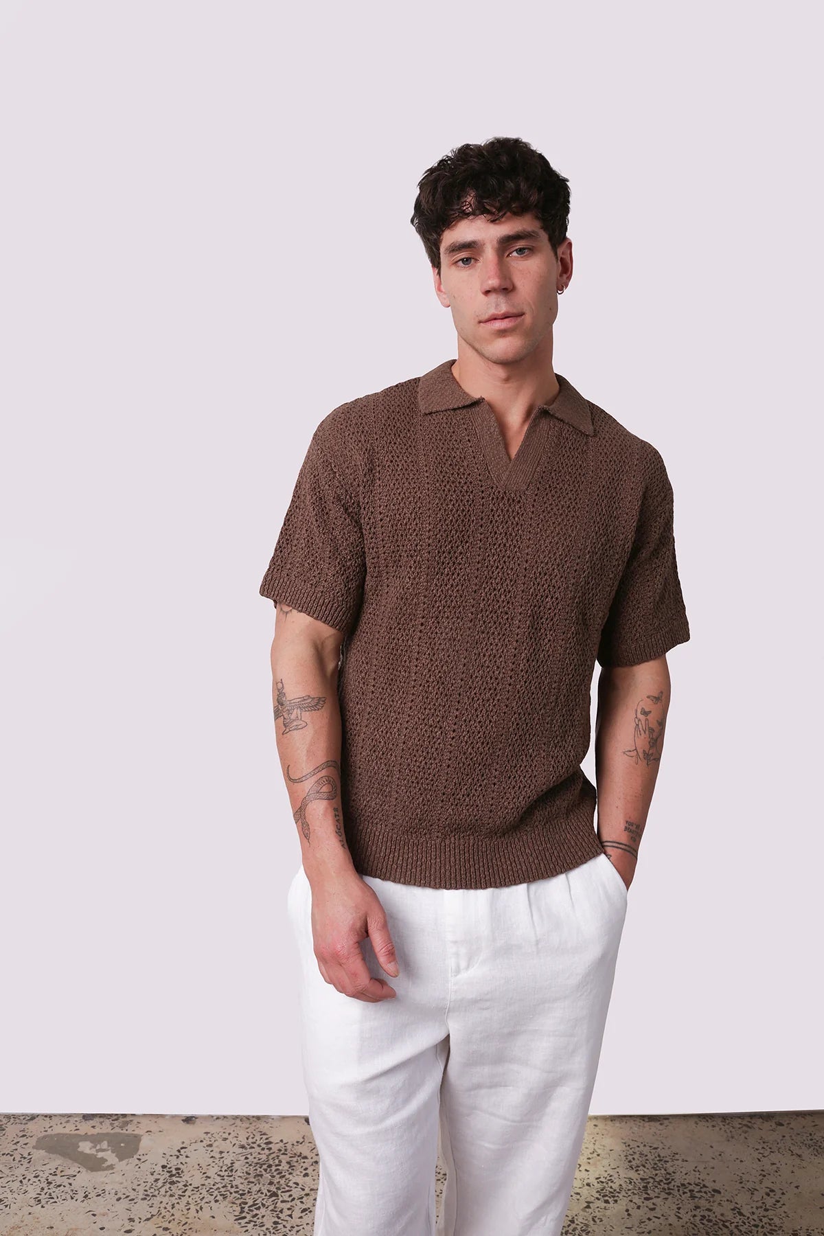 Maya Knit Polo - Chocolate