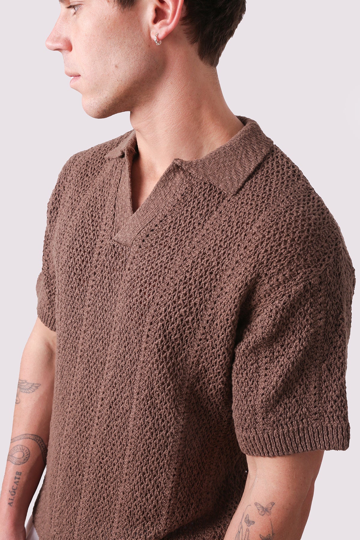 Maya Knit Polo - Chocolate