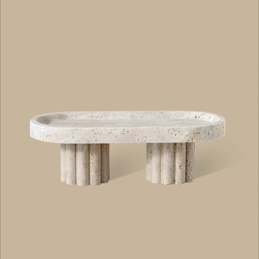 Column Tray - Oval Travertine
