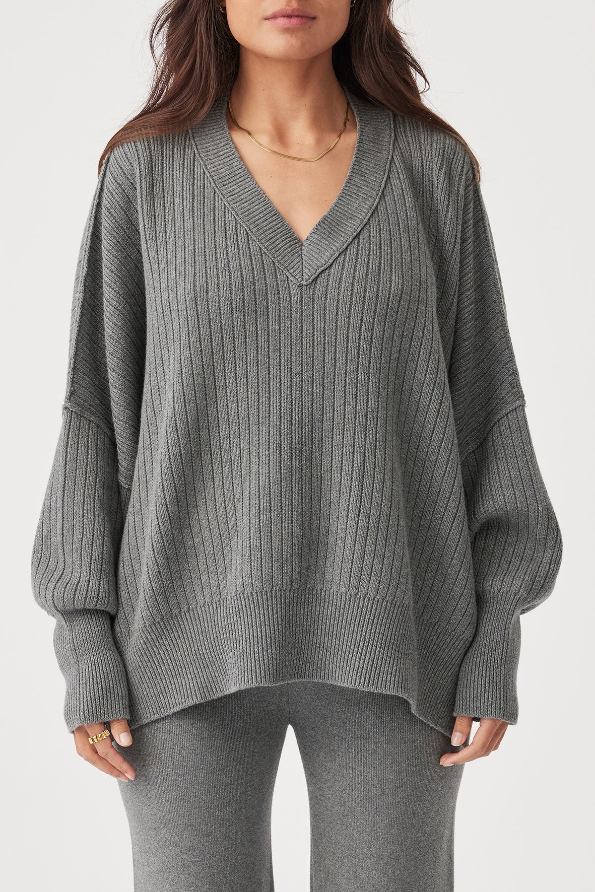Vera Organic Knit Sweater - Dark Grey Marle