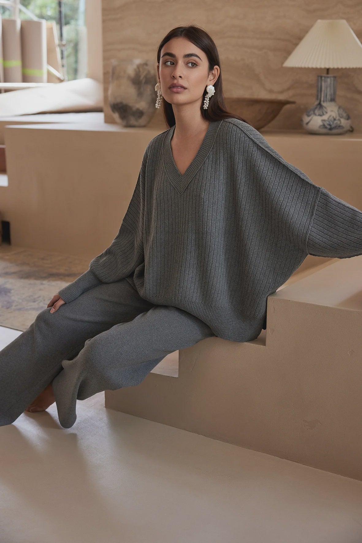 Vera Organic Knit Sweater - Dark Grey Marle