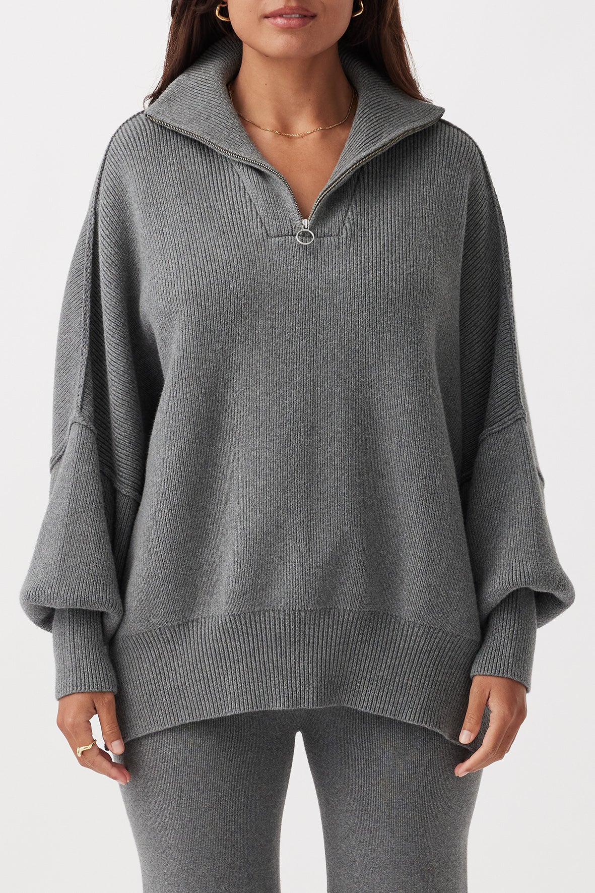 London Zip Sweater - Dark Grey