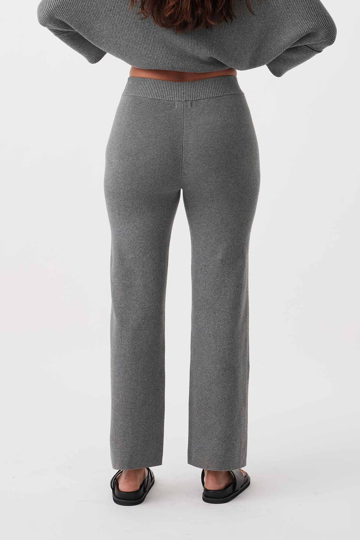 Noa Organic Knit Pant - Dark Grey Marle