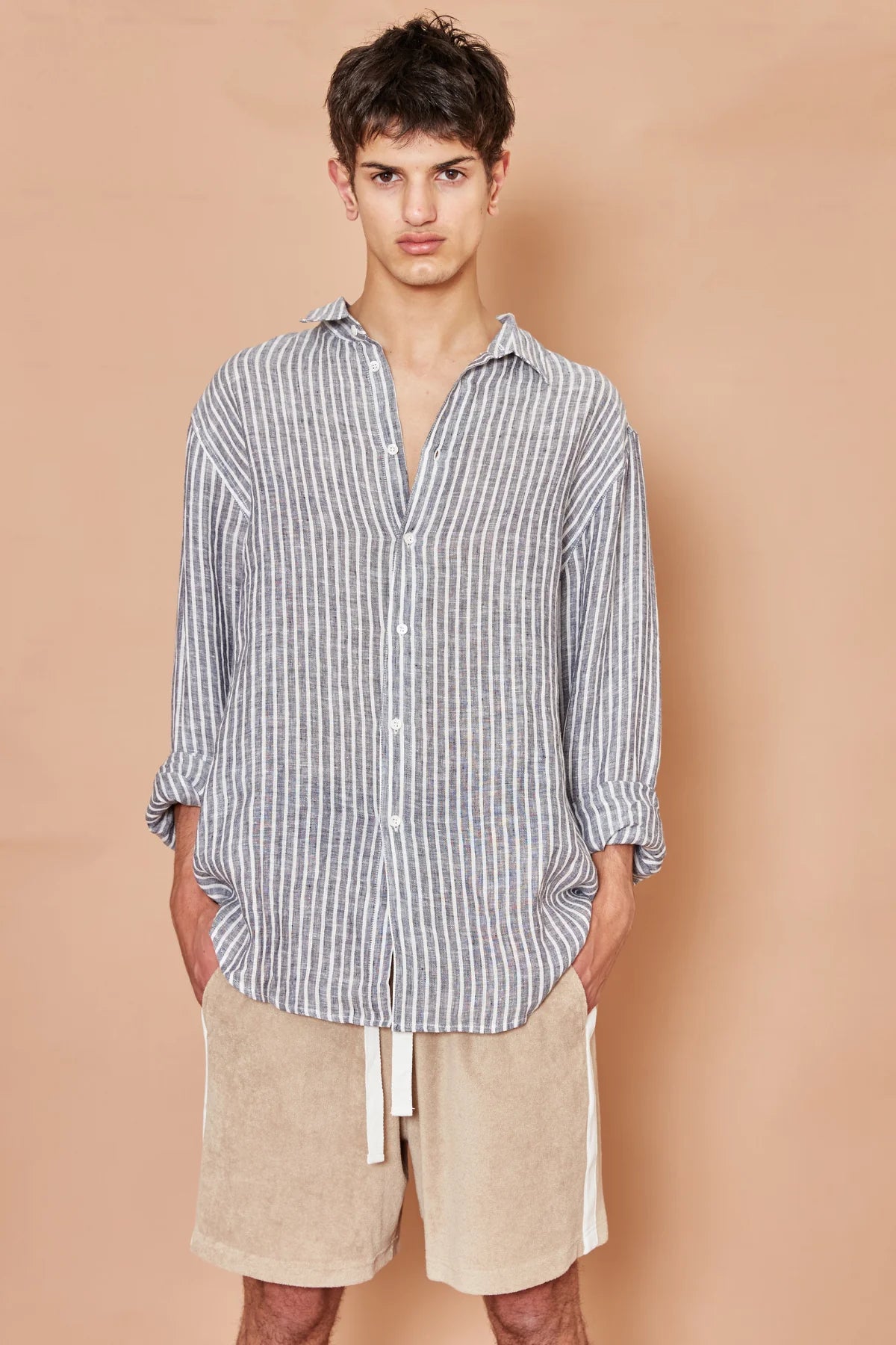 Amalfi Linen Shirt - Navy Stripe
