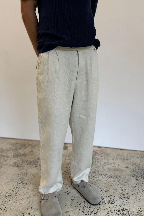 Linen Slack Pant - Hay