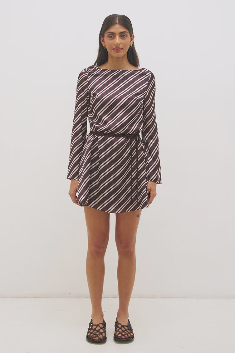 Linna Mini Dress - Chocolate Stripe