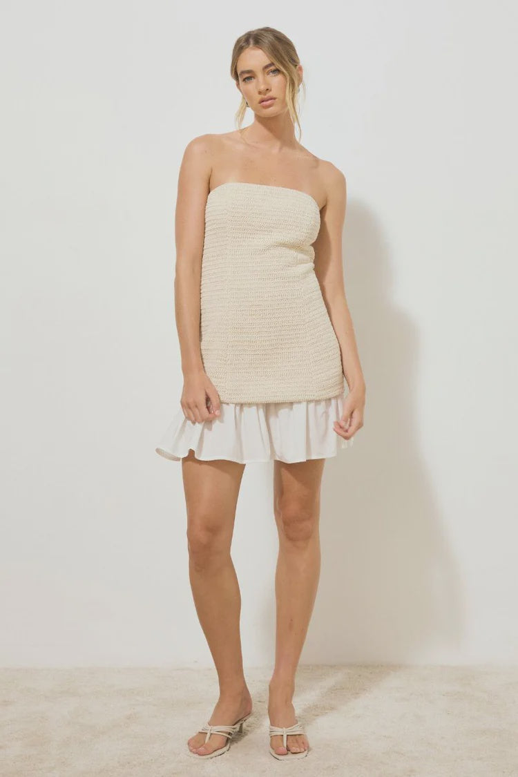 Delmar Mini Dress - Natural / White