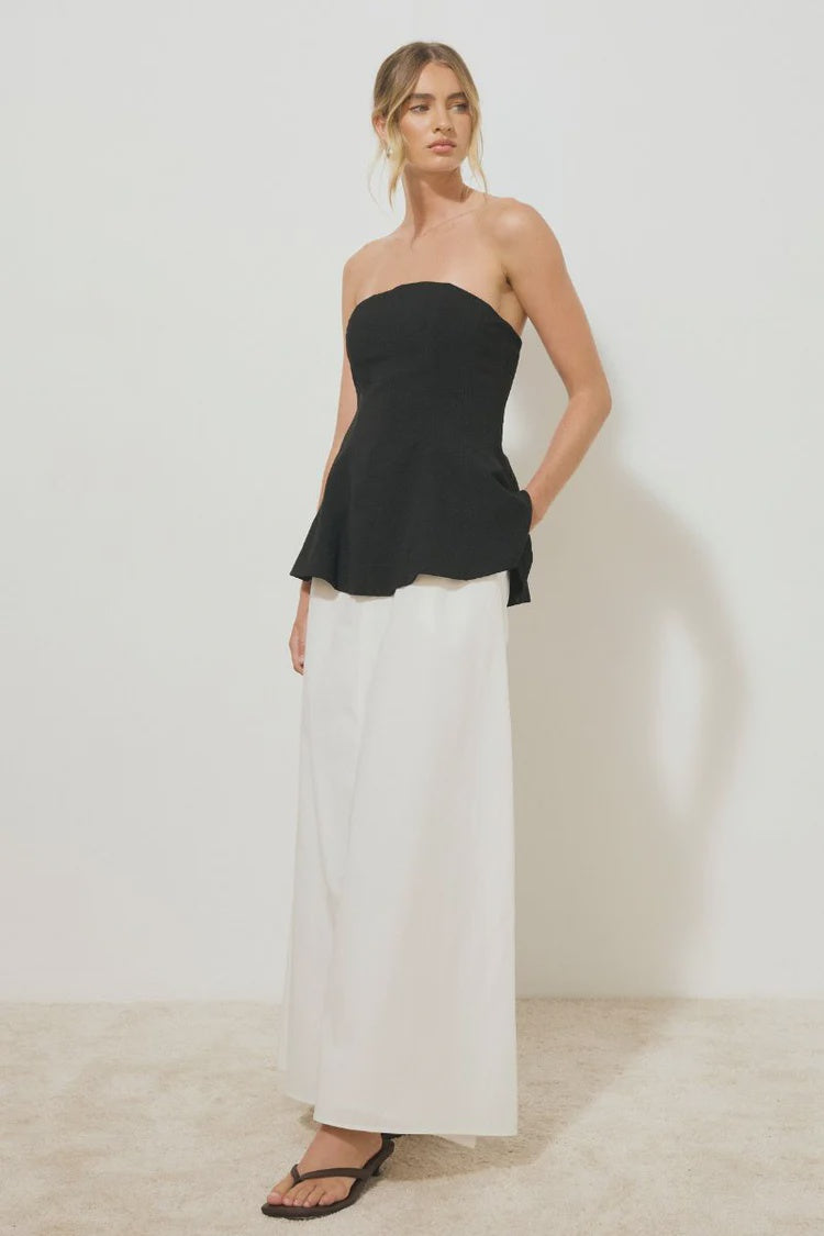 Solice Strapless Dress - Black / White