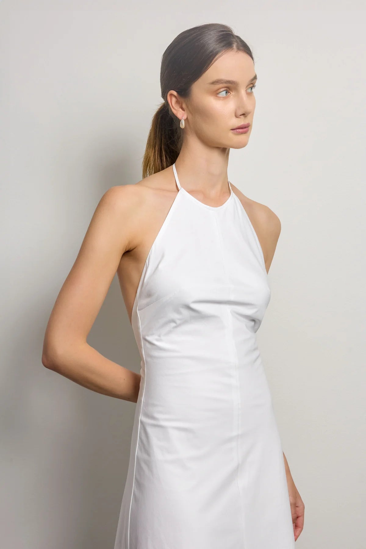 Bias Cut Halter Dress - White