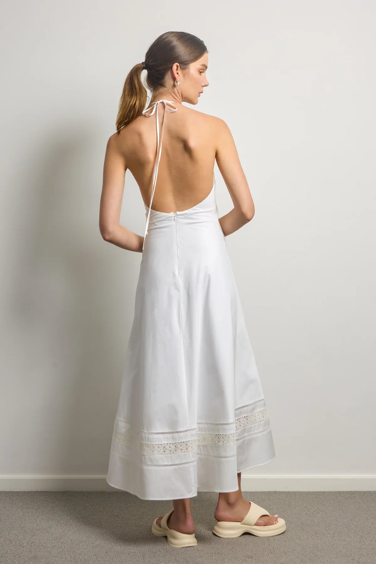 Bias Cut Halter Dress - White