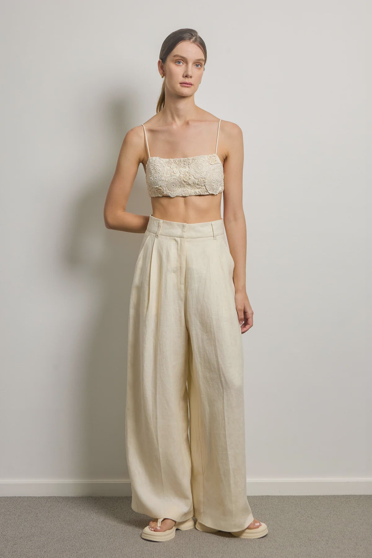 Linen Wide Leg Tailored Pant