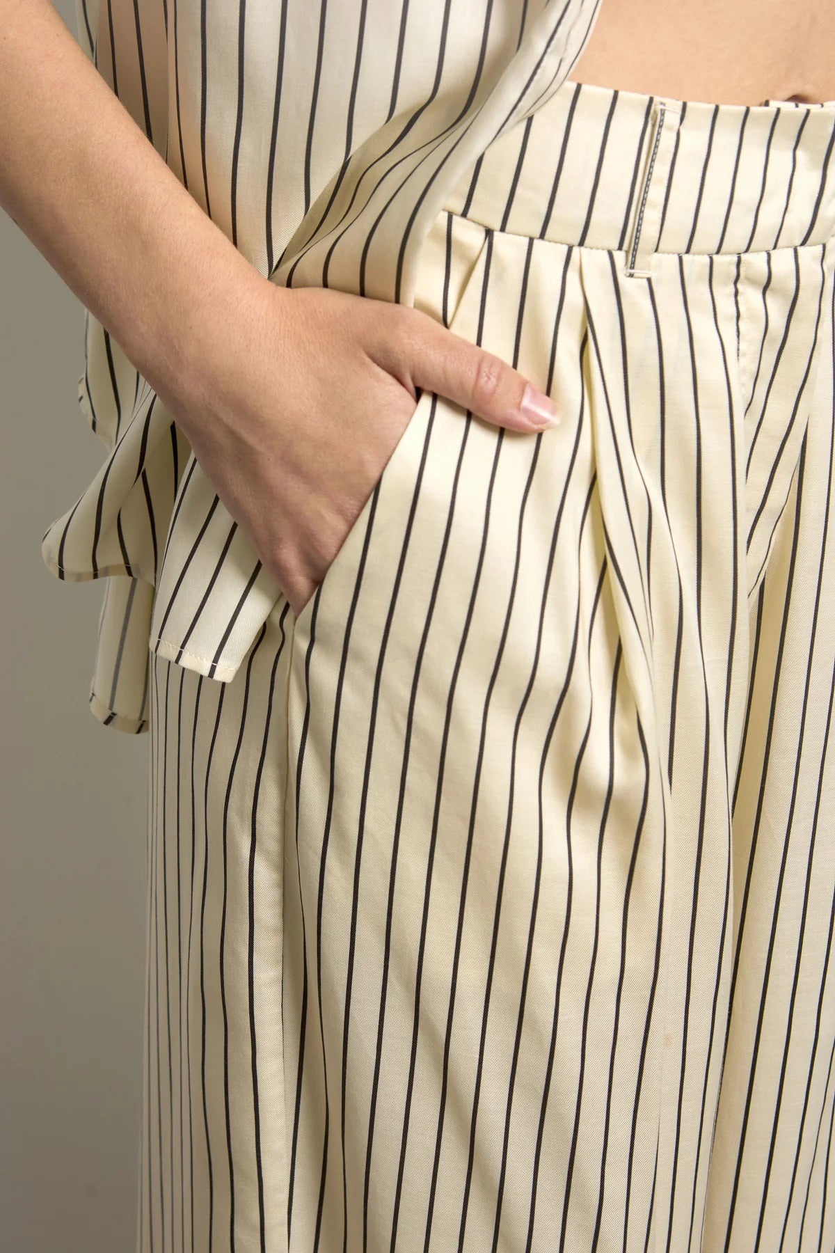 Pinstripe Silky Wide Leg Pant