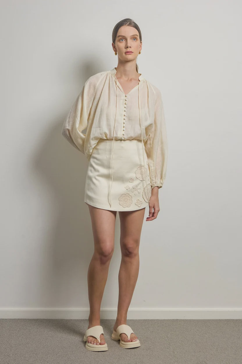 Ramie Billow Sleeve Blouse