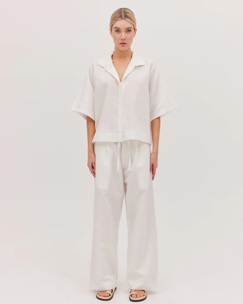 Drawstring Tailored Pant - White