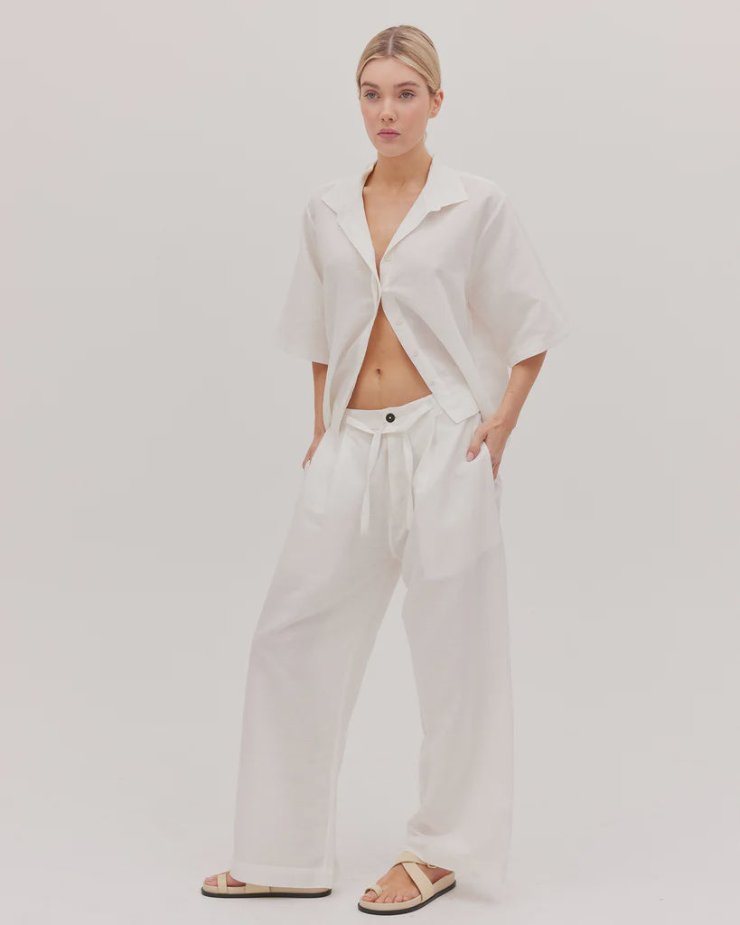 Drawstring Tailored Pant - White