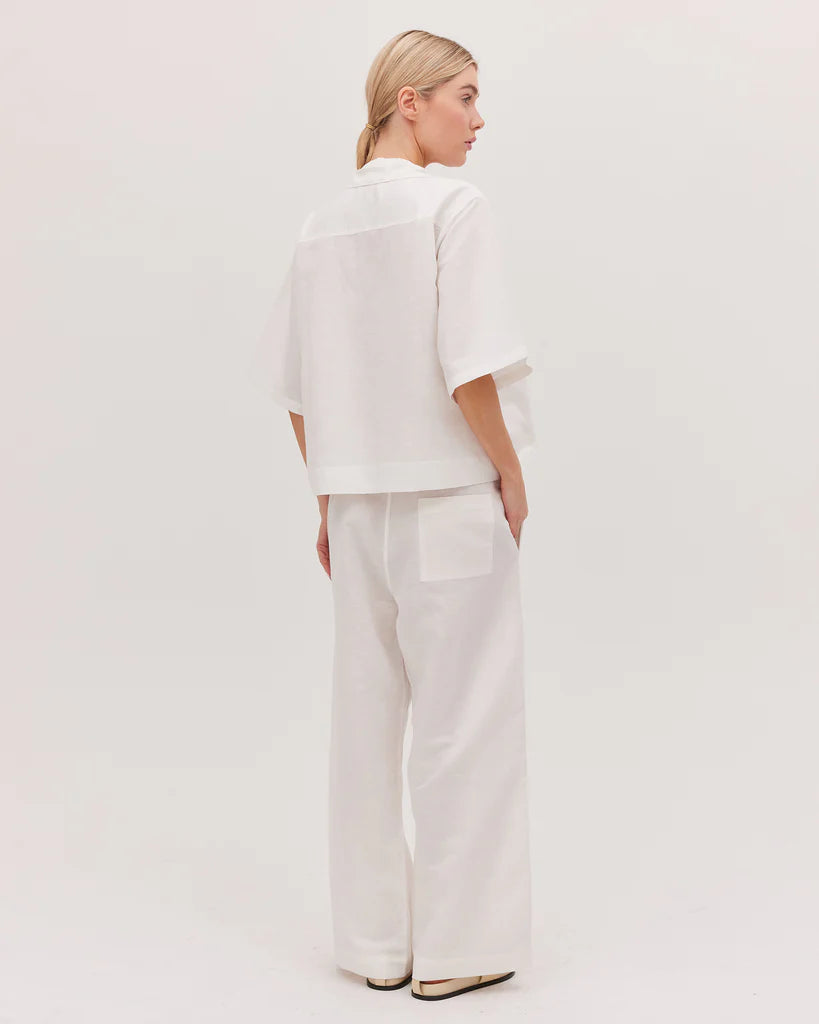 Drawstring Tailored Pant - White