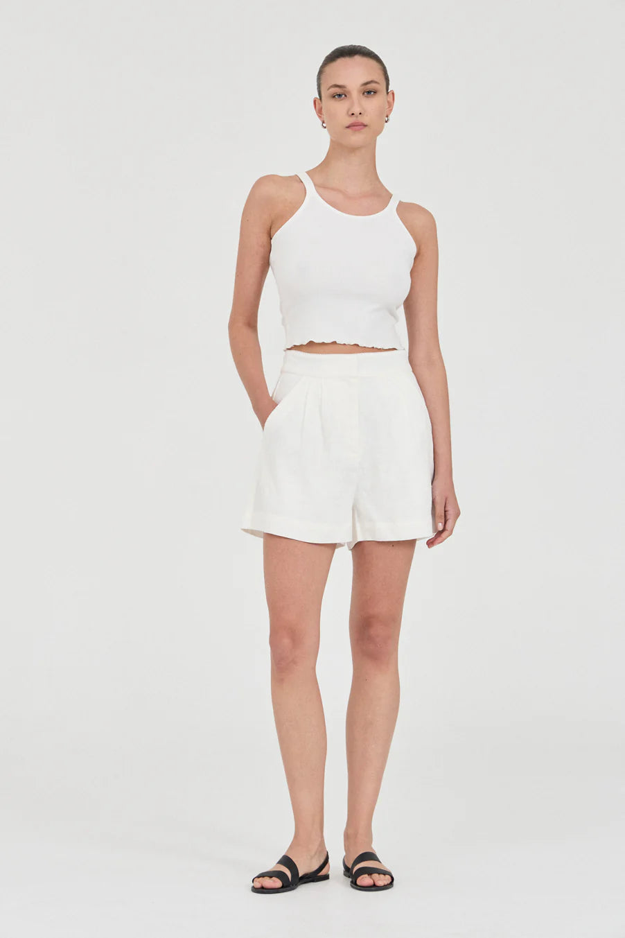 Hayworth Blanket Stitch Linen Shorts