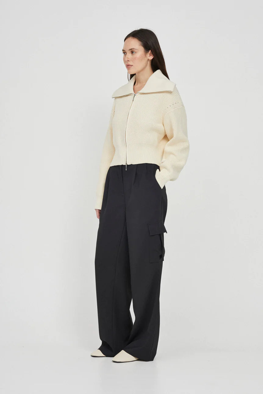 Astrid Double Zip Cotton Knit - Oatmeal