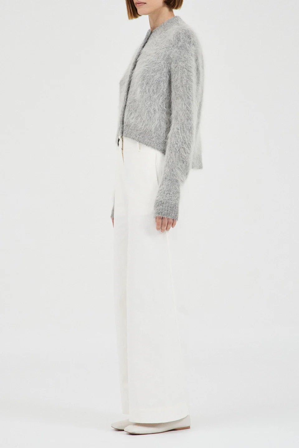 Beaujolais Fluffy Alpaca Cardigan - Grey