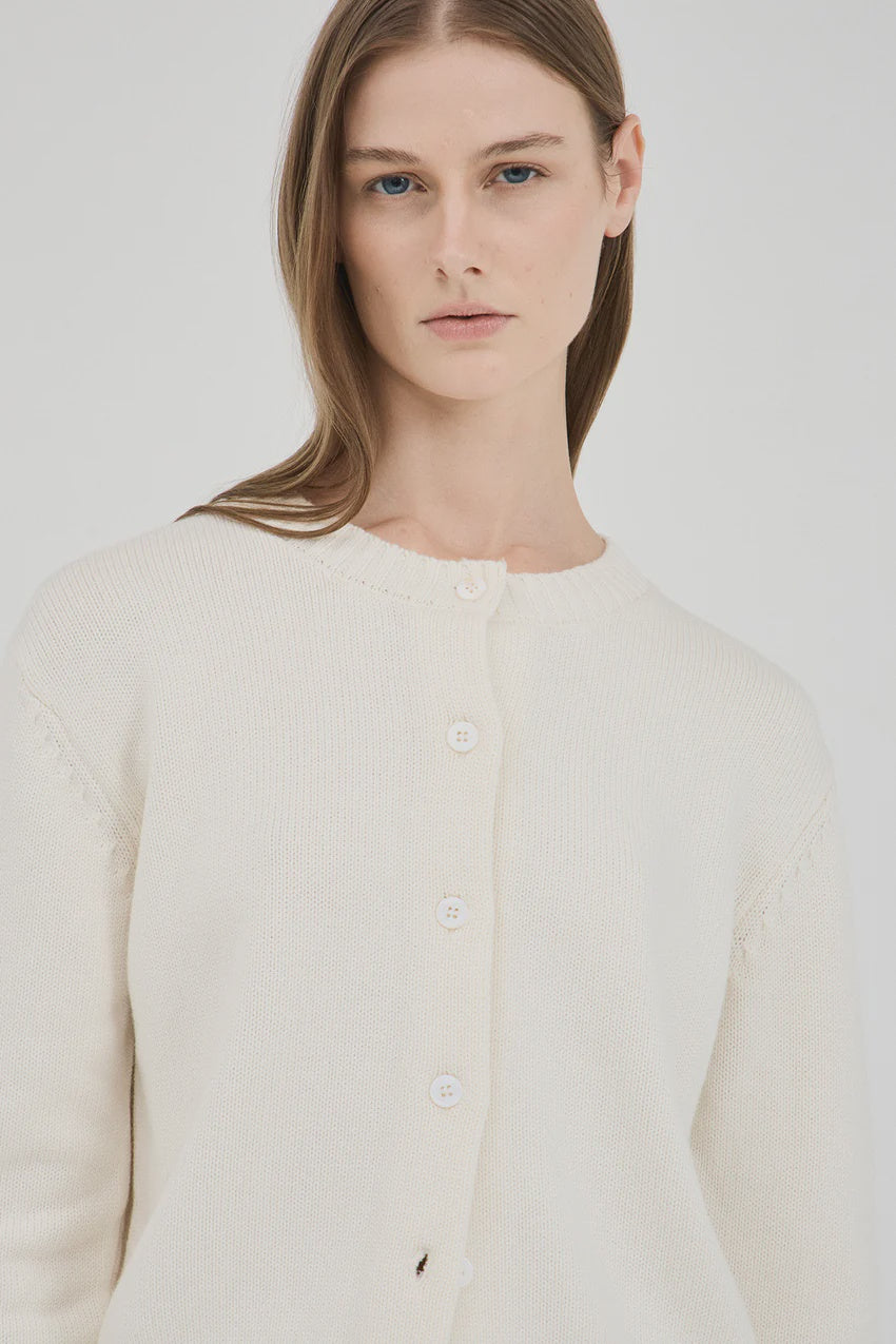 The Cotton-Wool Knit Cardigan - Cream