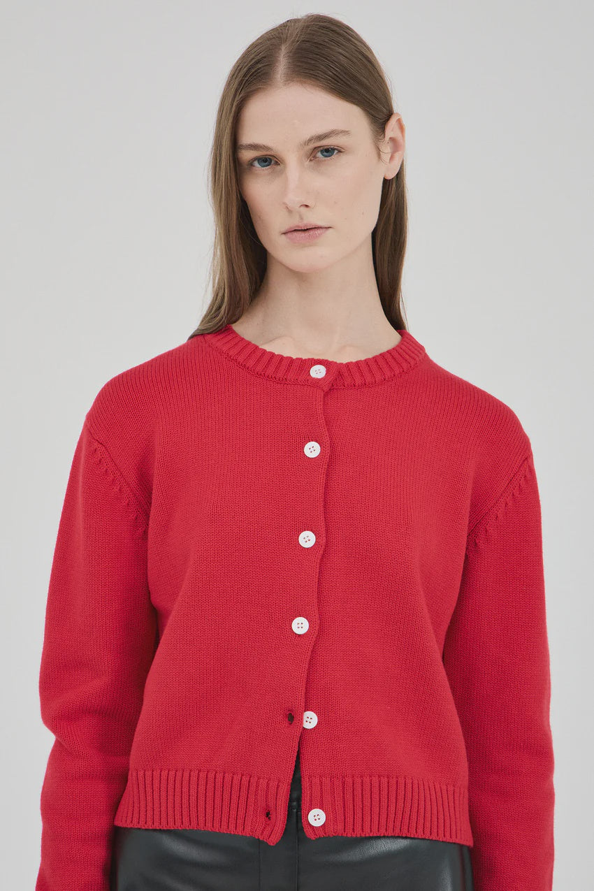 The Cotton-Wool Knit Cardigan - Red