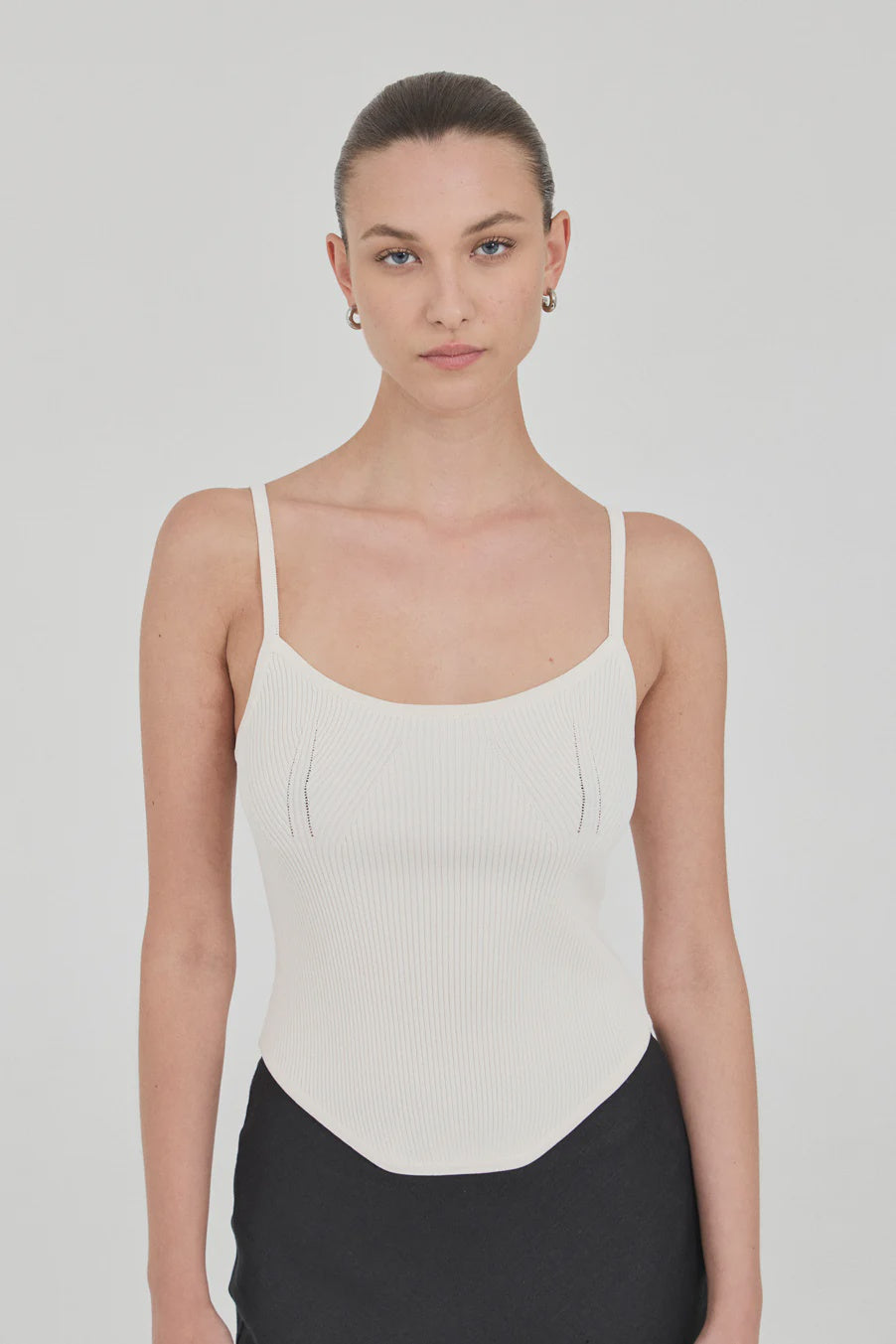 Oslo Crepe Knit Top - Creme