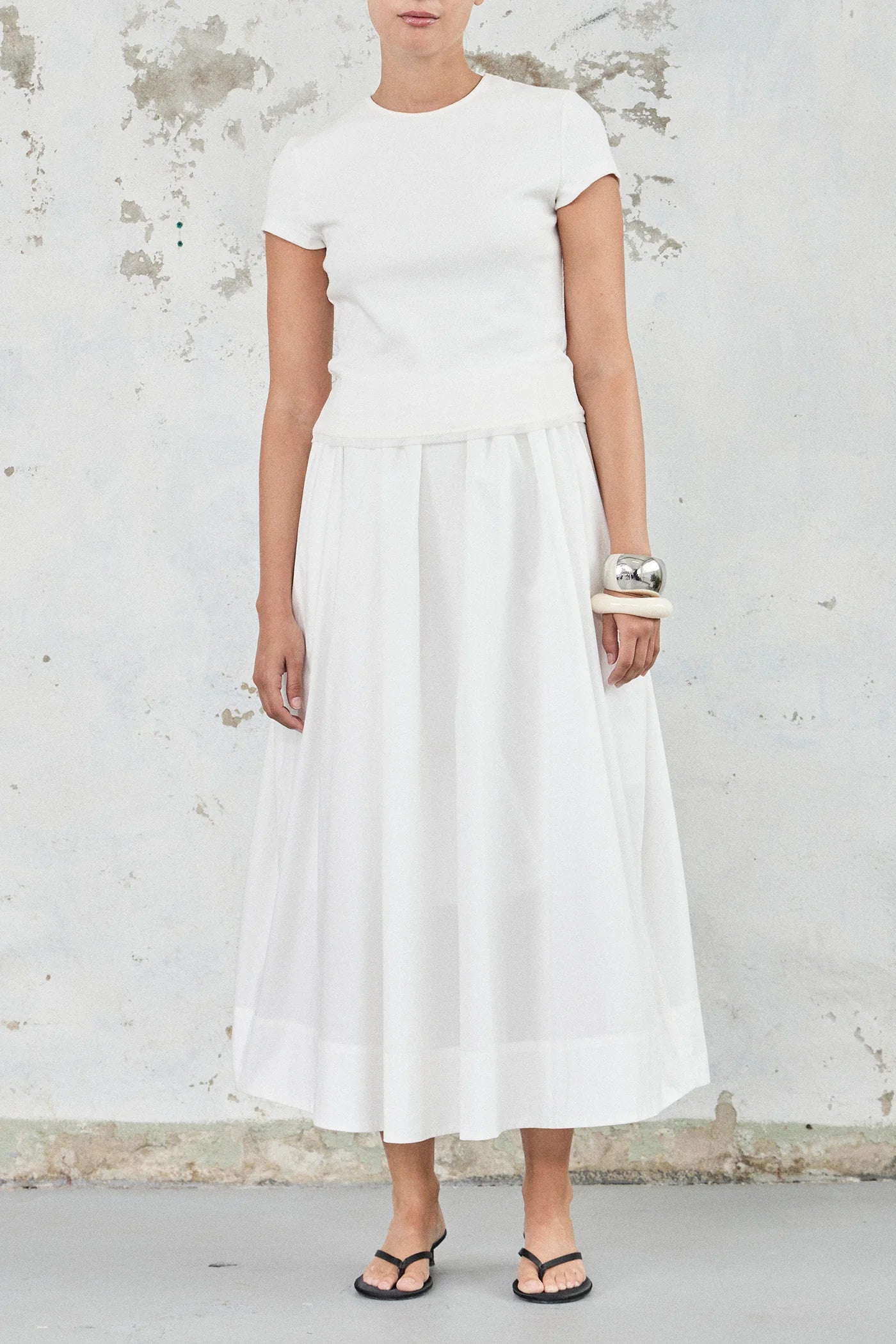 Cotton mesh Baby Tee - White