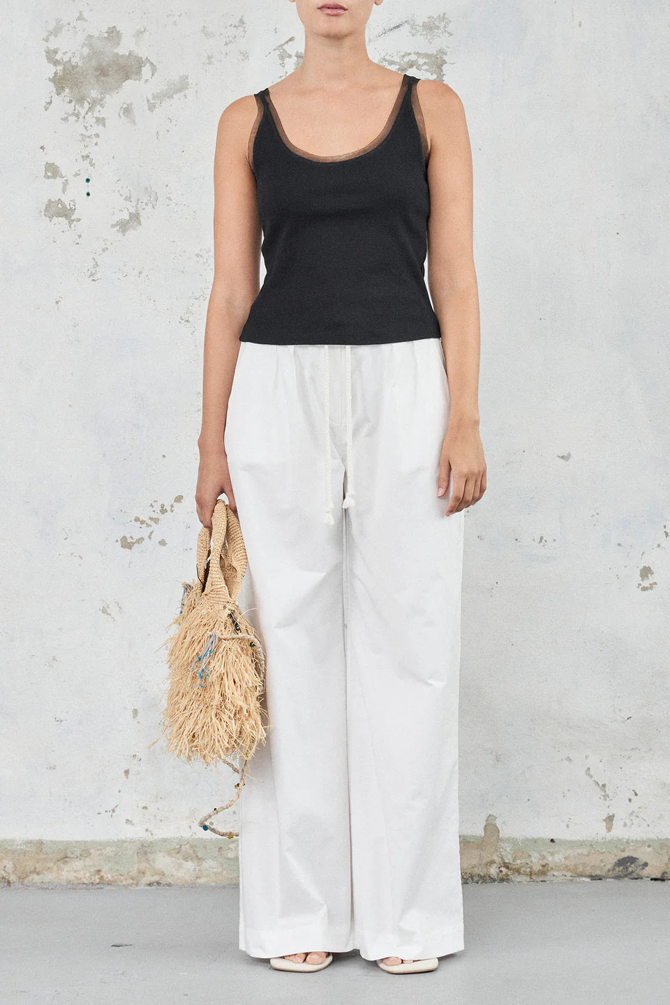 Cotton Mesh Tank - Black