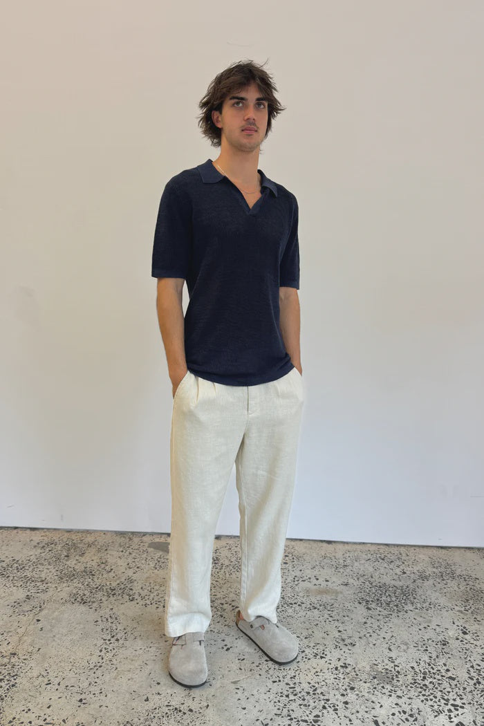 Linen Slack Pant - Hay