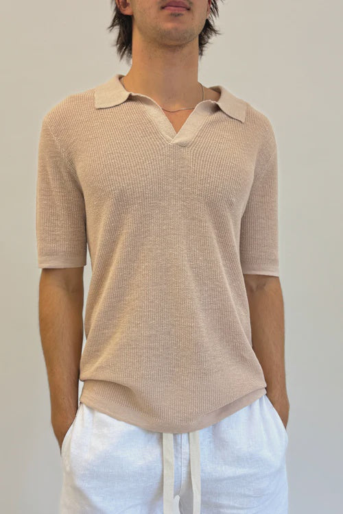 Lucca Linen Polo - Sand