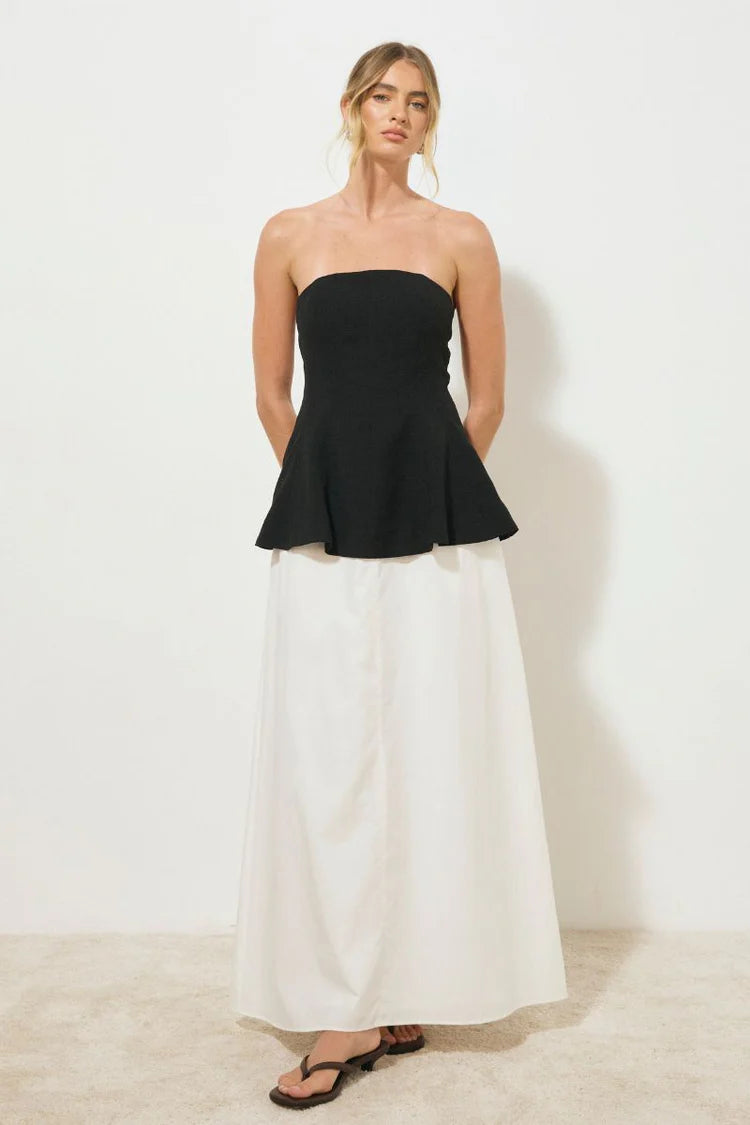 Solice Strapless Dress - Black / White