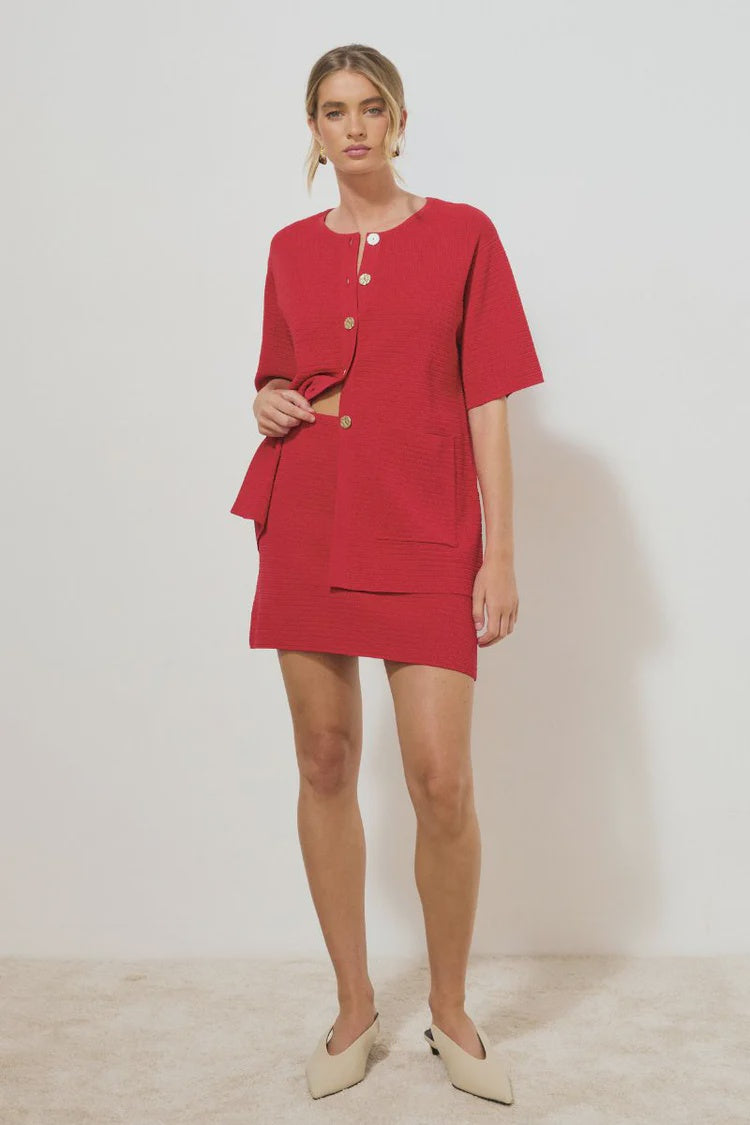 Memoir Knit Skirt - Raspberry